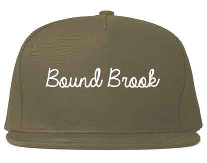 Bound Brook New Jersey NJ Script Mens Snapback Hat Grey