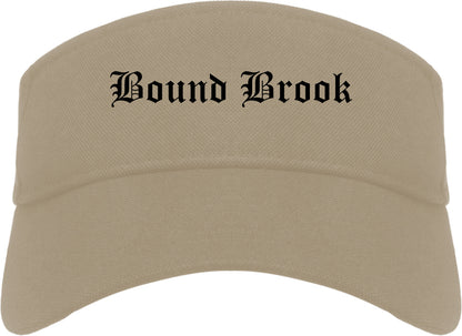 Bound Brook New Jersey NJ Old English Mens Visor Cap Hat Khaki