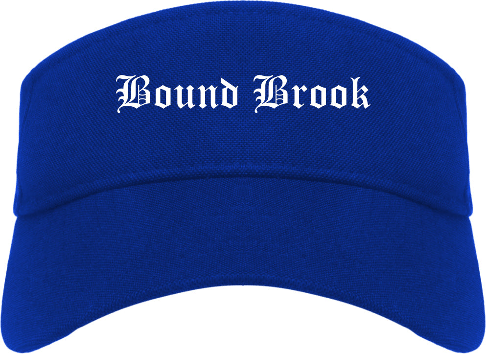 Bound Brook New Jersey NJ Old English Mens Visor Cap Hat Royal Blue