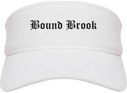 Bound Brook New Jersey NJ Old English Mens Visor Cap Hat White