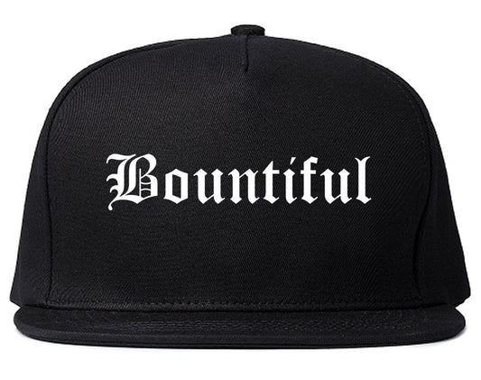 Bountiful Utah UT Old English Mens Snapback Hat Black
