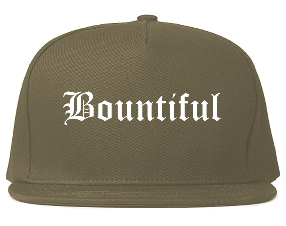 Bountiful Utah UT Old English Mens Snapback Hat Grey