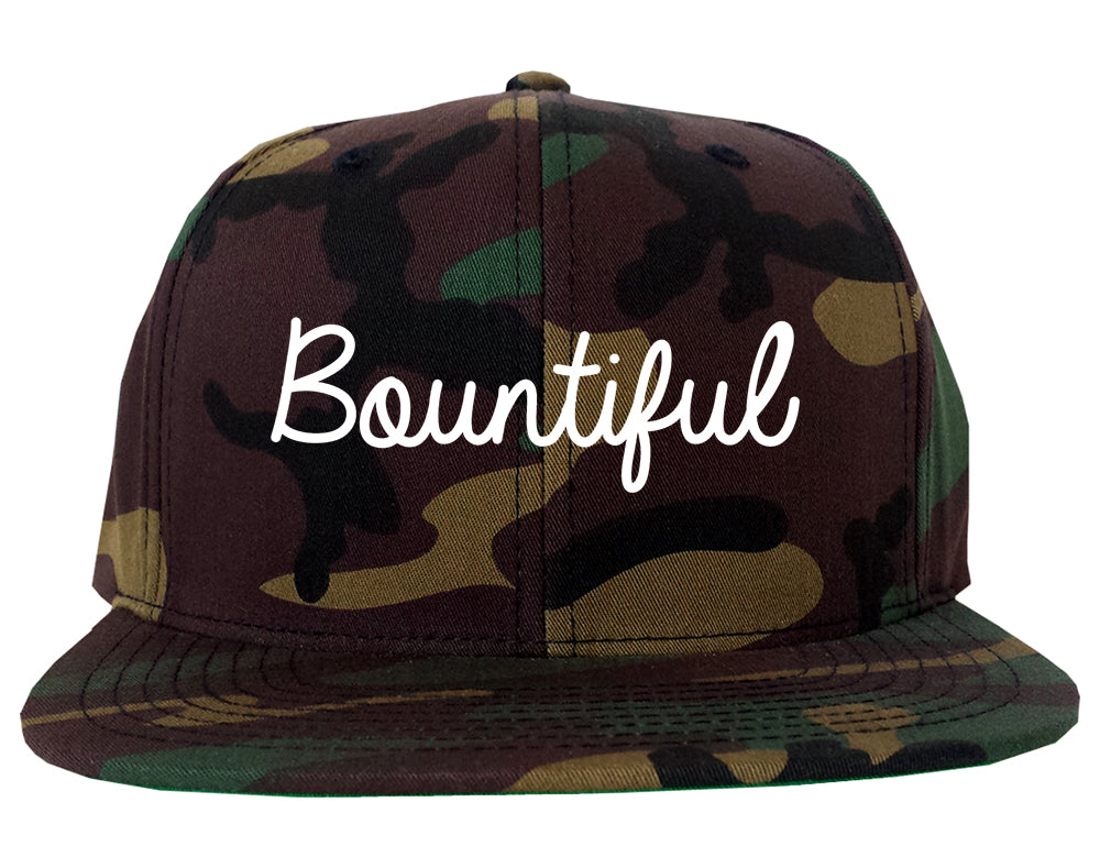 Bountiful Utah UT Script Mens Snapback Hat Army Camo