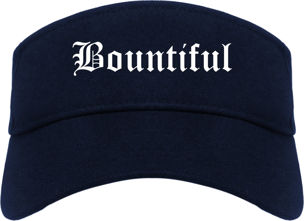 Bountiful Utah UT Old English Mens Visor Cap Hat Navy Blue