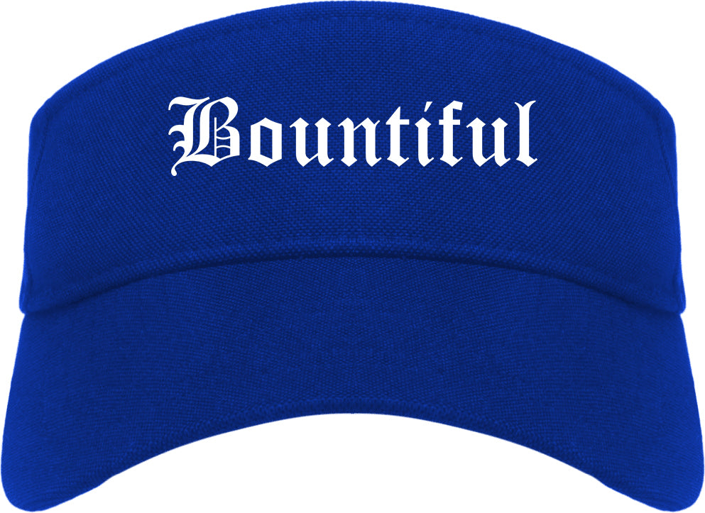 Bountiful Utah UT Old English Mens Visor Cap Hat Royal Blue
