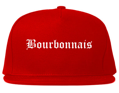 Bourbonnais Illinois IL Old English Mens Snapback Hat Red