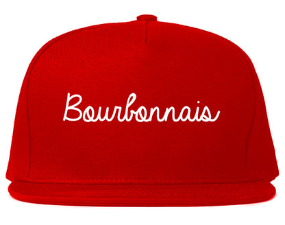 Bourbonnais Illinois IL Script Mens Snapback Hat Red