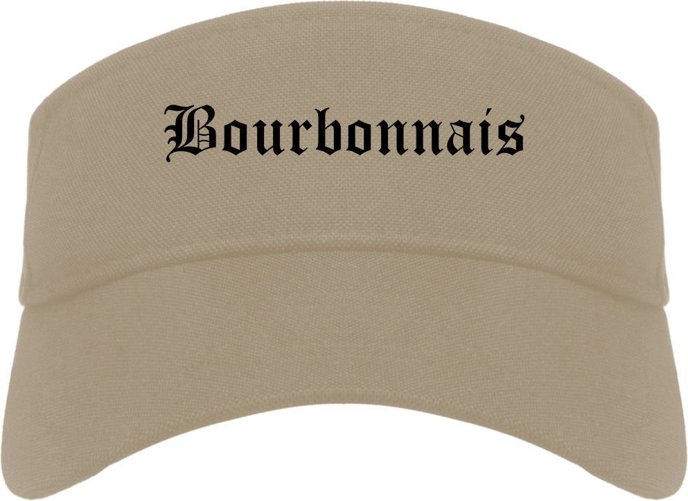 Bourbonnais Illinois IL Old English Mens Visor Cap Hat Khaki