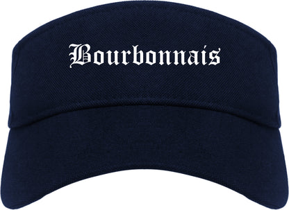 Bourbonnais Illinois IL Old English Mens Visor Cap Hat Navy Blue