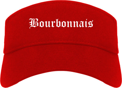Bourbonnais Illinois IL Old English Mens Visor Cap Hat Red