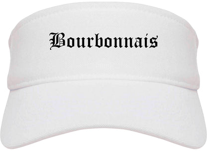Bourbonnais Illinois IL Old English Mens Visor Cap Hat White