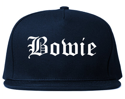 Bowie Maryland MD Old English Mens Snapback Hat Navy Blue