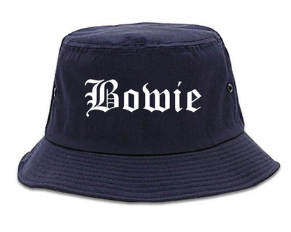 Bowie Maryland MD Old English Mens Bucket Hat Navy Blue