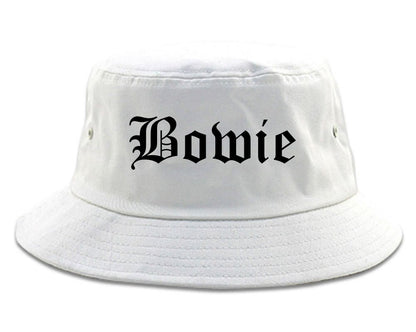 Bowie Maryland MD Old English Mens Bucket Hat White