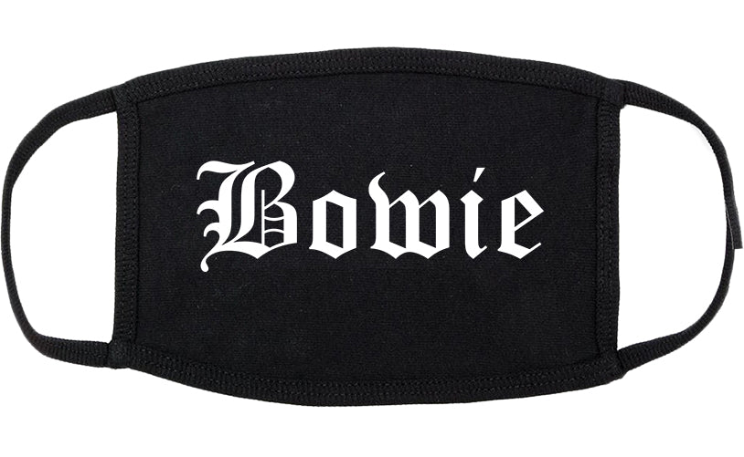 Bowie Texas TX Old English Cotton Face Mask Black