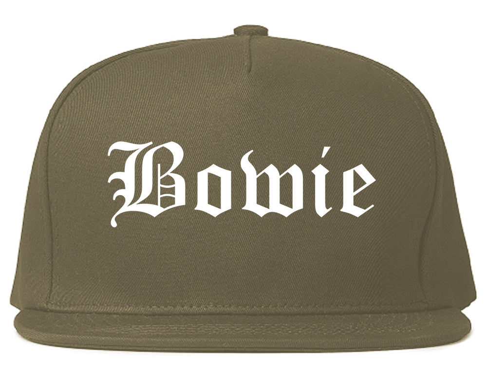 Bowie Texas TX Old English Mens Snapback Hat Grey
