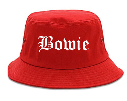 Bowie Texas TX Old English Mens Bucket Hat Red