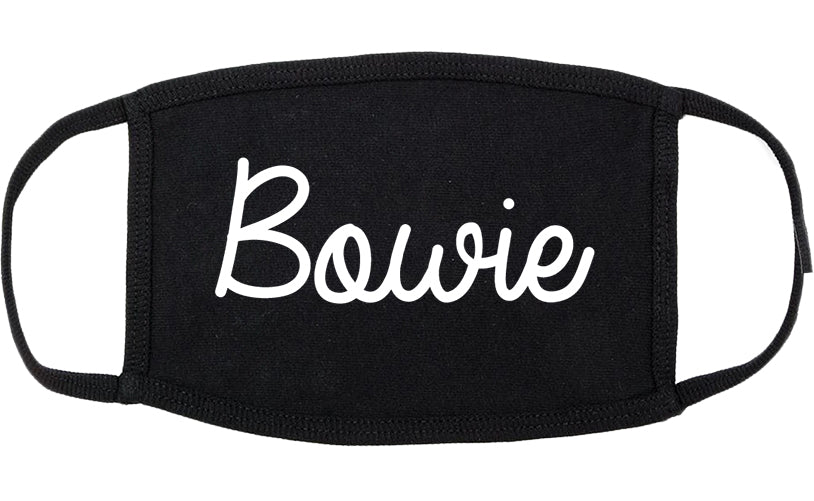 Bowie Texas TX Script Cotton Face Mask Black