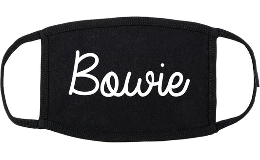 Bowie Texas TX Script Cotton Face Mask Black