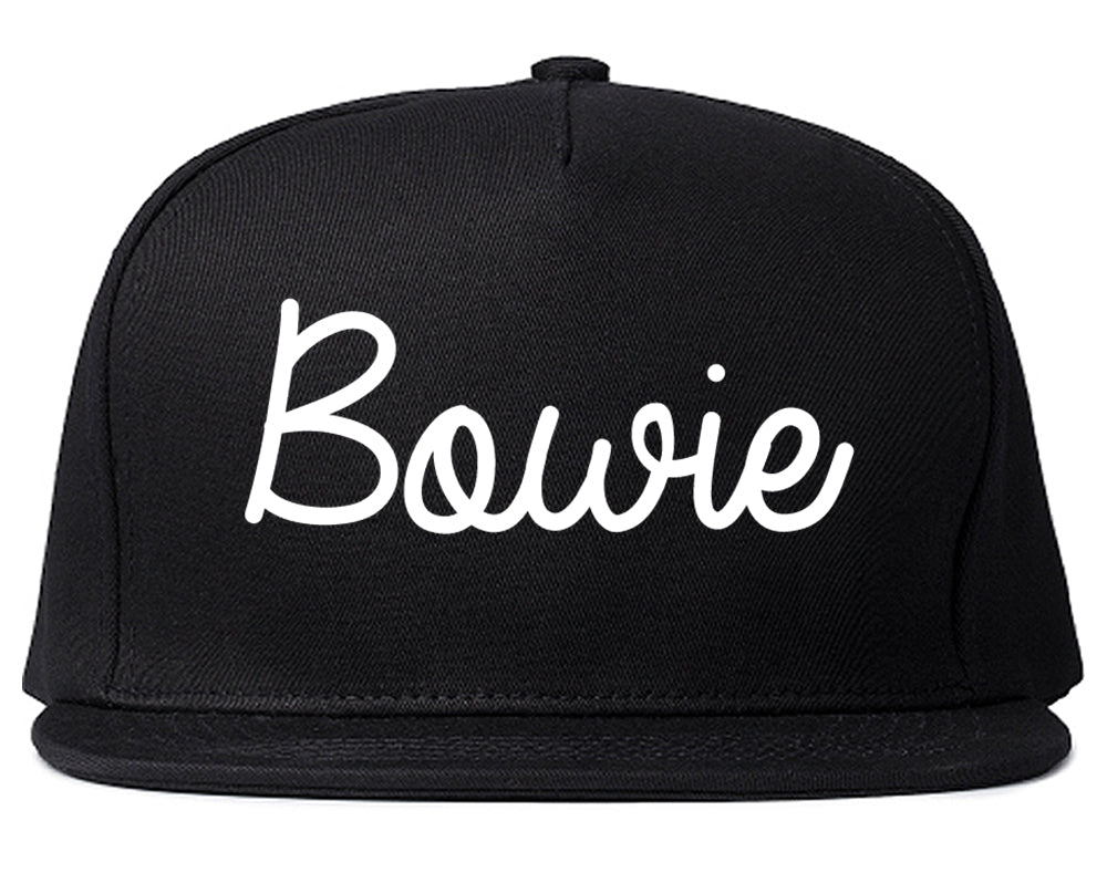 Bowie Texas TX Script Mens Snapback Hat Black