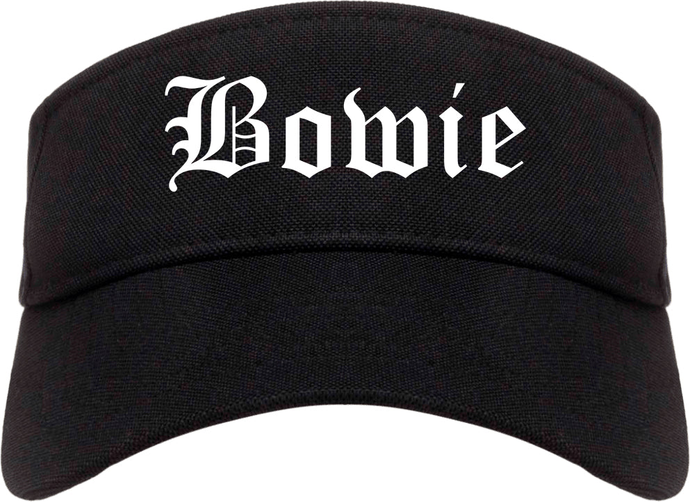 Bowie Texas TX Old English Mens Visor Cap Hat Black