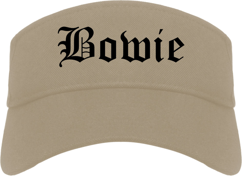 Bowie Texas TX Old English Mens Visor Cap Hat Khaki