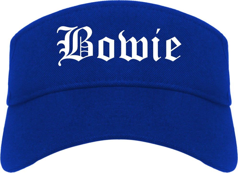 Bowie Texas TX Old English Mens Visor Cap Hat Royal Blue