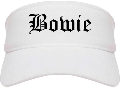 Bowie Texas TX Old English Mens Visor Cap Hat White