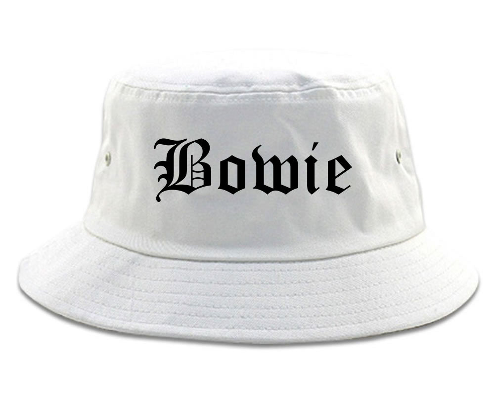 Bowie Texas TX Old English Mens Bucket Hat White