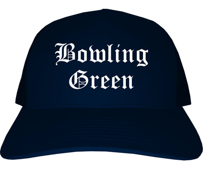 Bowling Green Kentucky KY Old English Mens Trucker Hat Cap Navy Blue