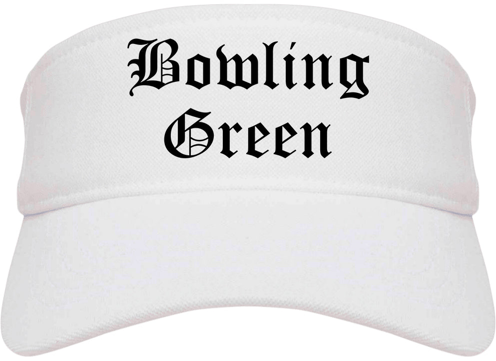 Bowling Green Kentucky KY Old English Mens Visor Cap Hat White