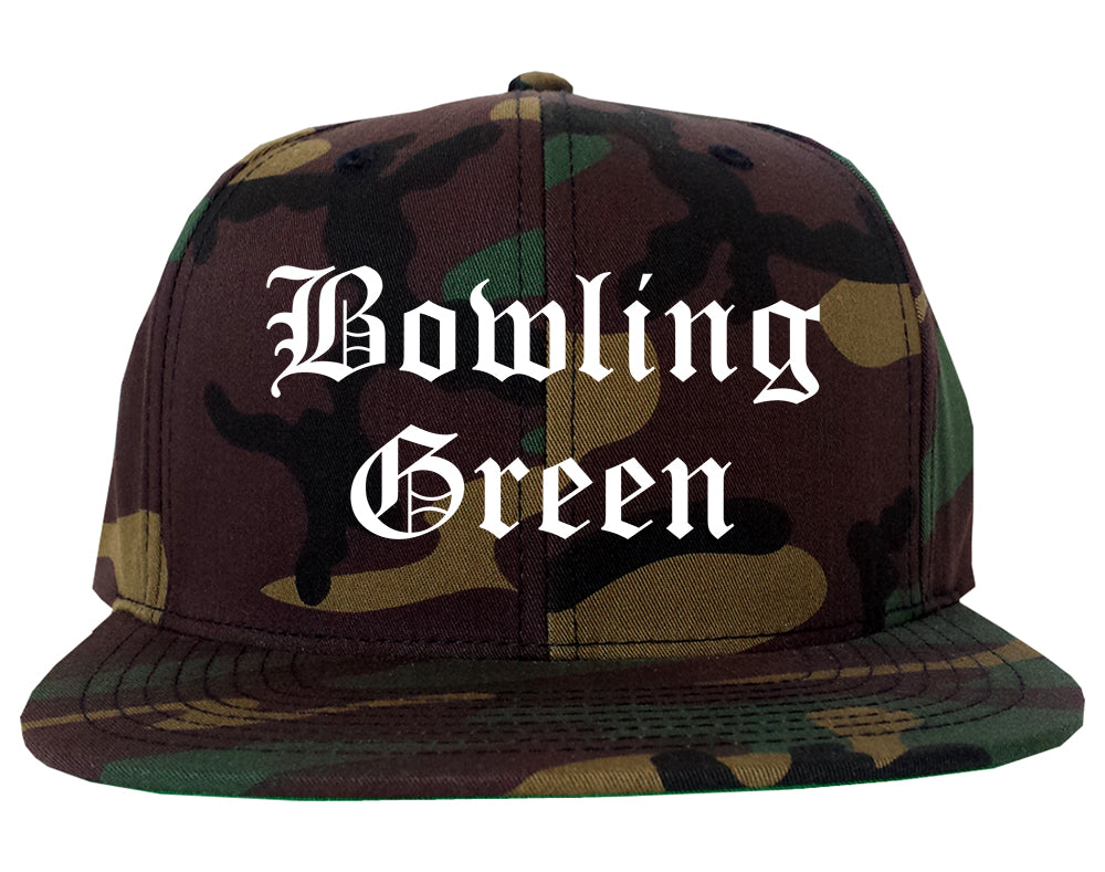 Bowling Green Missouri MO Old English Mens Snapback Hat Army Camo