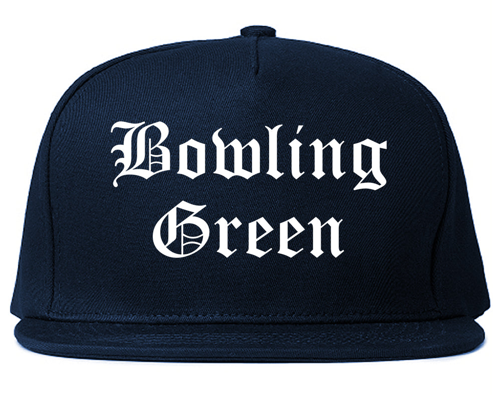 Bowling Green Missouri MO Old English Mens Snapback Hat Navy Blue