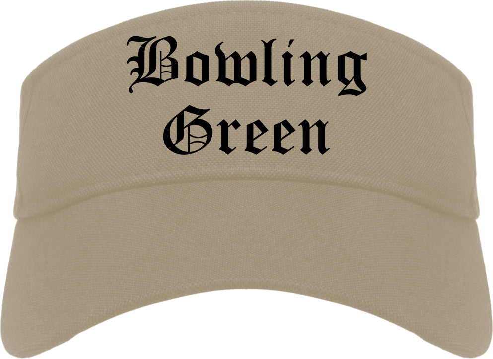 Bowling Green Missouri MO Old English Mens Visor Cap Hat Khaki