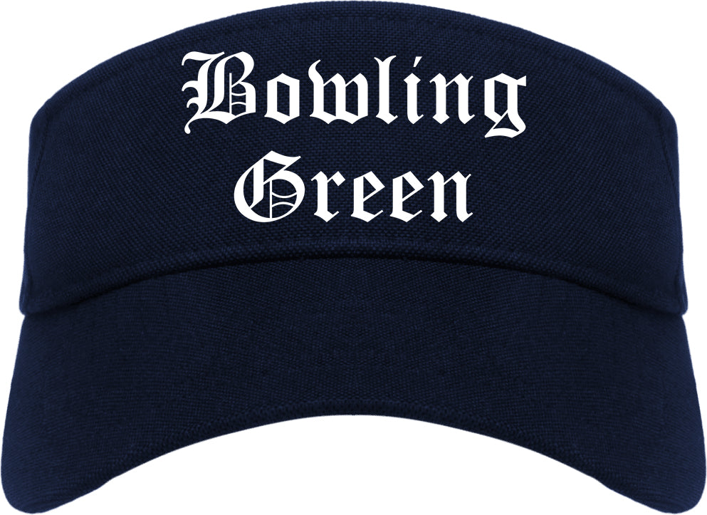 Bowling Green Missouri MO Old English Mens Visor Cap Hat Navy Blue