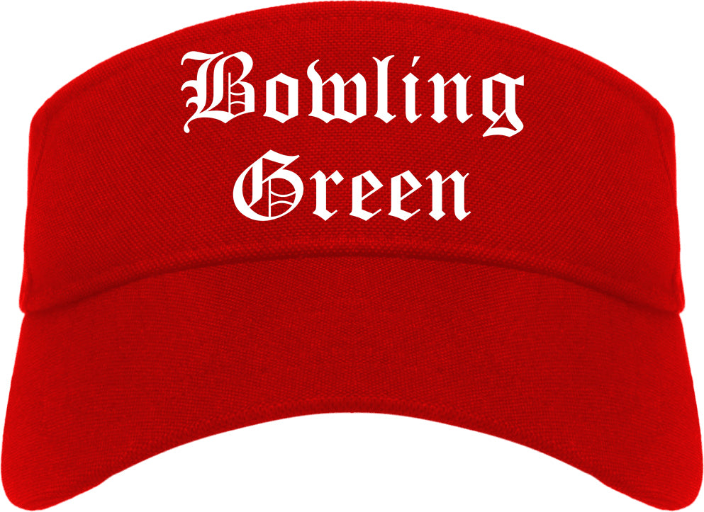 Bowling Green Missouri MO Old English Mens Visor Cap Hat Red