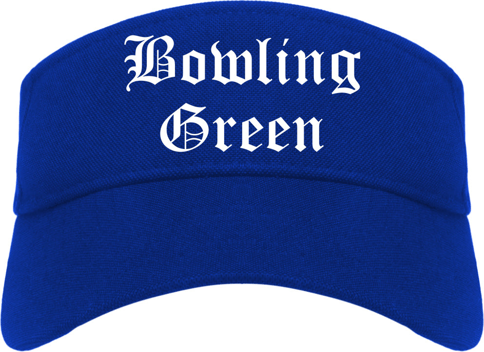 Bowling Green Missouri MO Old English Mens Visor Cap Hat Royal Blue
