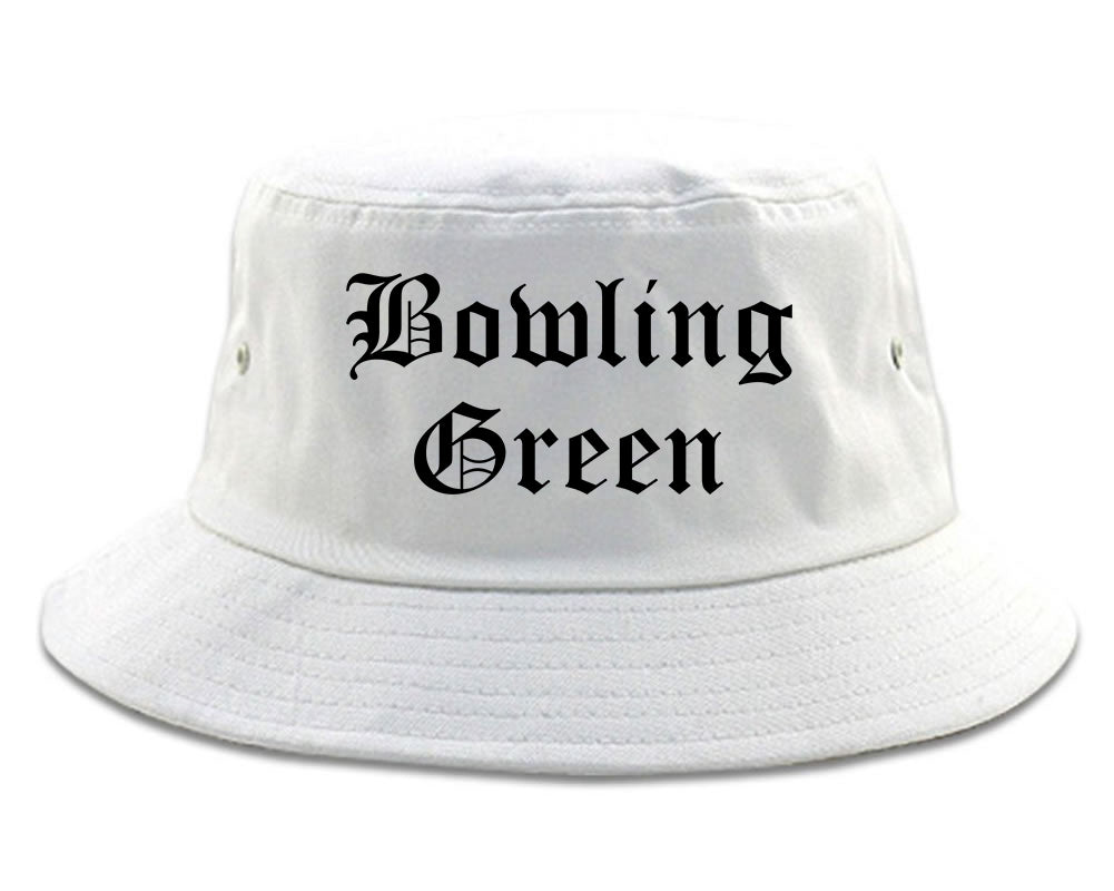Bowling Green Missouri MO Old English Mens Bucket Hat White
