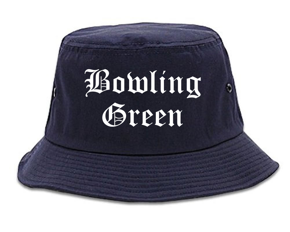 Bowling Green Ohio OH Old English Mens Bucket Hat Navy Blue