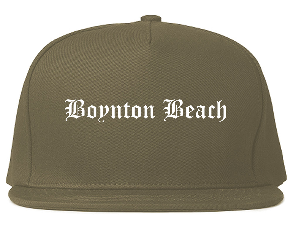 Boynton Beach Florida FL Old English Mens Snapback Hat Grey