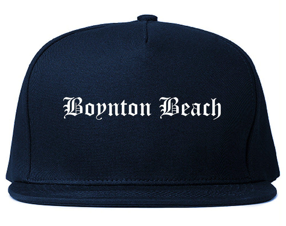 Boynton Beach Florida FL Old English Mens Snapback Hat Navy Blue