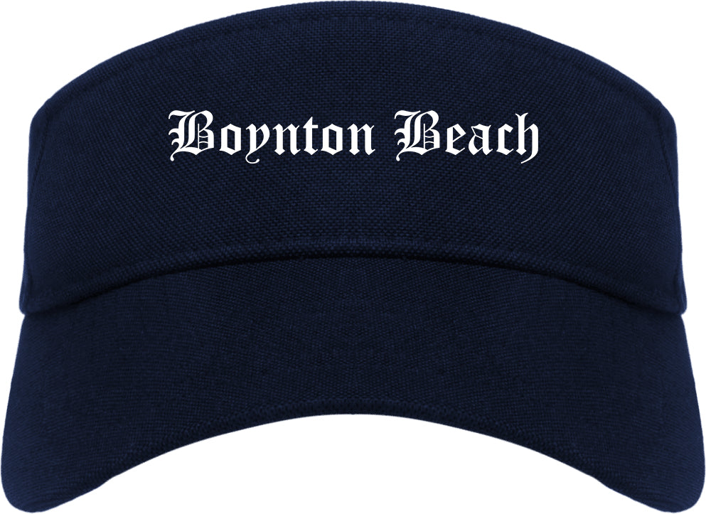 Boynton Beach Florida FL Old English Mens Visor Cap Hat Navy Blue