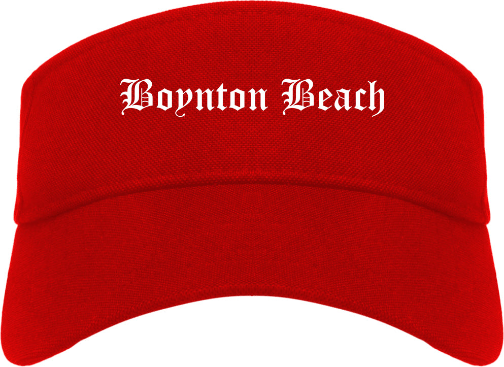 Boynton Beach Florida FL Old English Mens Visor Cap Hat Red