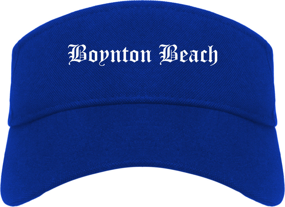 Boynton Beach Florida FL Old English Mens Visor Cap Hat Royal Blue