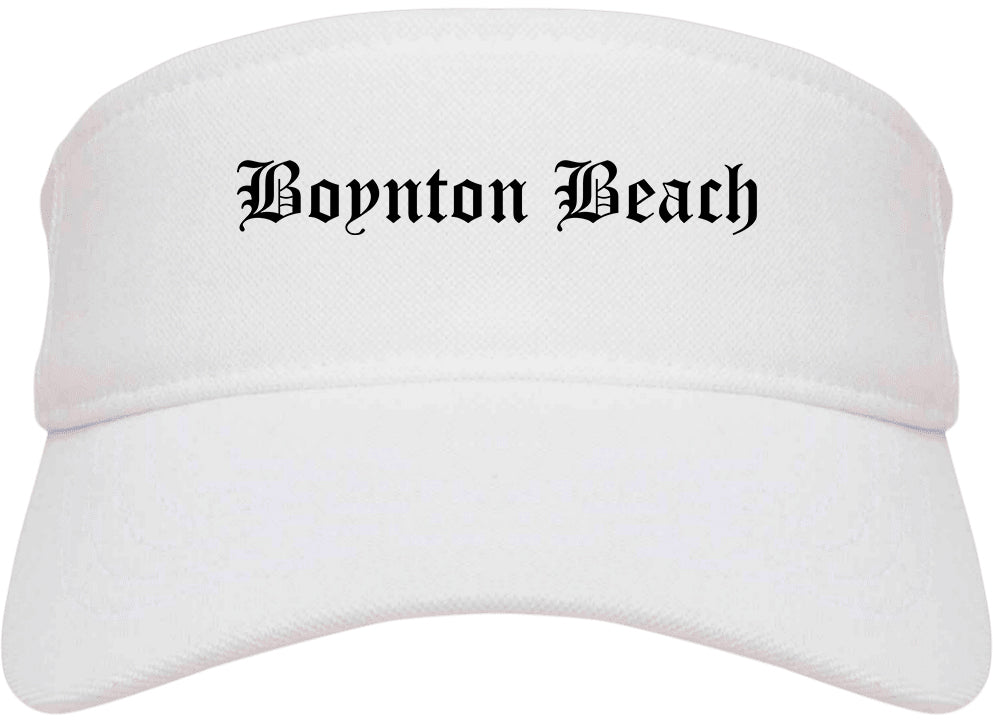 Boynton Beach Florida FL Old English Mens Visor Cap Hat White
