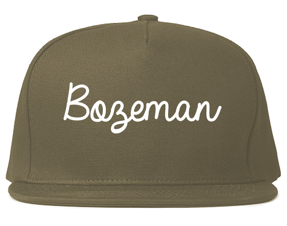 Bozeman Montana MT Script Mens Snapback Hat Grey