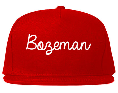 Bozeman Montana MT Script Mens Snapback Hat Red