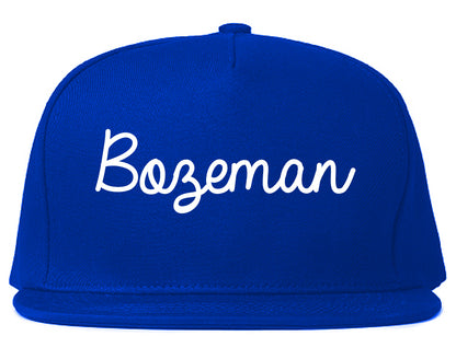 Bozeman Montana MT Script Mens Snapback Hat Royal Blue
