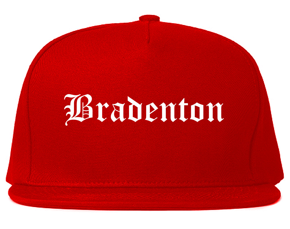 Bradenton Florida FL Old English Mens Snapback Hat Red