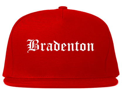 Bradenton Florida FL Old English Mens Snapback Hat Red